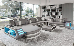 Eileend Leather Sectional Sofa with LED Lights | Futuristic Furniture