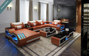 Omont Modern Leather Sectional with Console | Futuristic Furniture