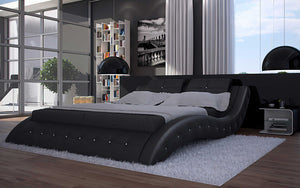 Hnoss Curved Modern Leather Platform Bed