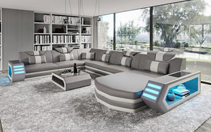 Eileend Leather Sectional Sofa with LED Lights | Futuristic Furniture