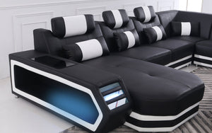 Eileend Leather Sectional Sofa with LED Lights | Futuristic Furniture