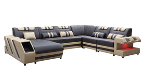 Neptune Modern Leather Sectional with LED Light