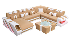 Neptune Modern Leather Sectional with LED Light