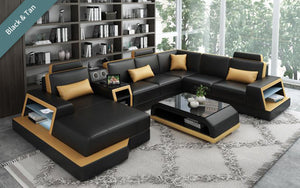 Civia Modern Leather Sectional With Console Table