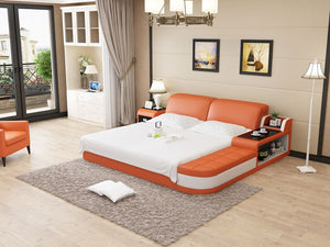 Orange Leather Bed