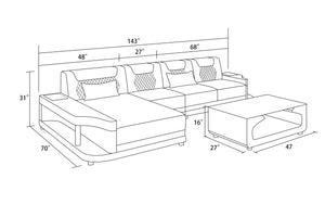 Tate Modern Leather Small Sectional with LED Light