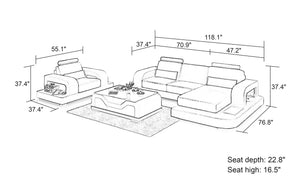 Tara Mini Modern Leather Sectional with Chaise