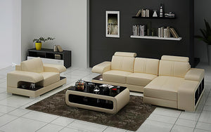 Elza Mini Modern Leather Sectional with Chaise