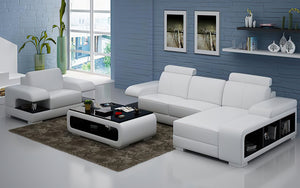 Elza Mini Modern Leather Sectional with Chaise