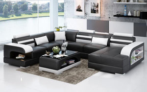 [Special Size] Eleese  Modern U-Shape Leather Sectional