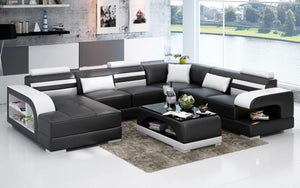 [Special Size] Eleese  Modern U-Shape Leather Sectional