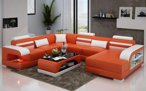 [Special Size] Eleese  Modern U-Shape Leather Sectional