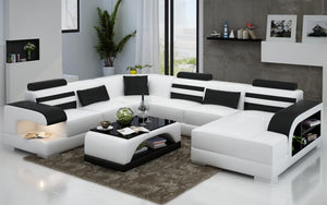 [Special Size] Eleese  Modern U-Shape Leather Sectional