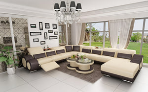 Aetius Modern U-Shape Leather Sectional with Footrest