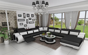 Aetius Modern U-Shape Leather Sectional with Footrest