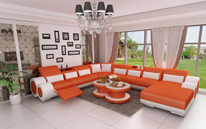 Aetius Modern U-Shape Leather Sectional with Footrest