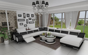 Aetius Modern U-Shape Leather Sectional with Footrest
