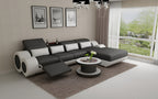 Aetius Mini Modern Leather Sectional with Footrest