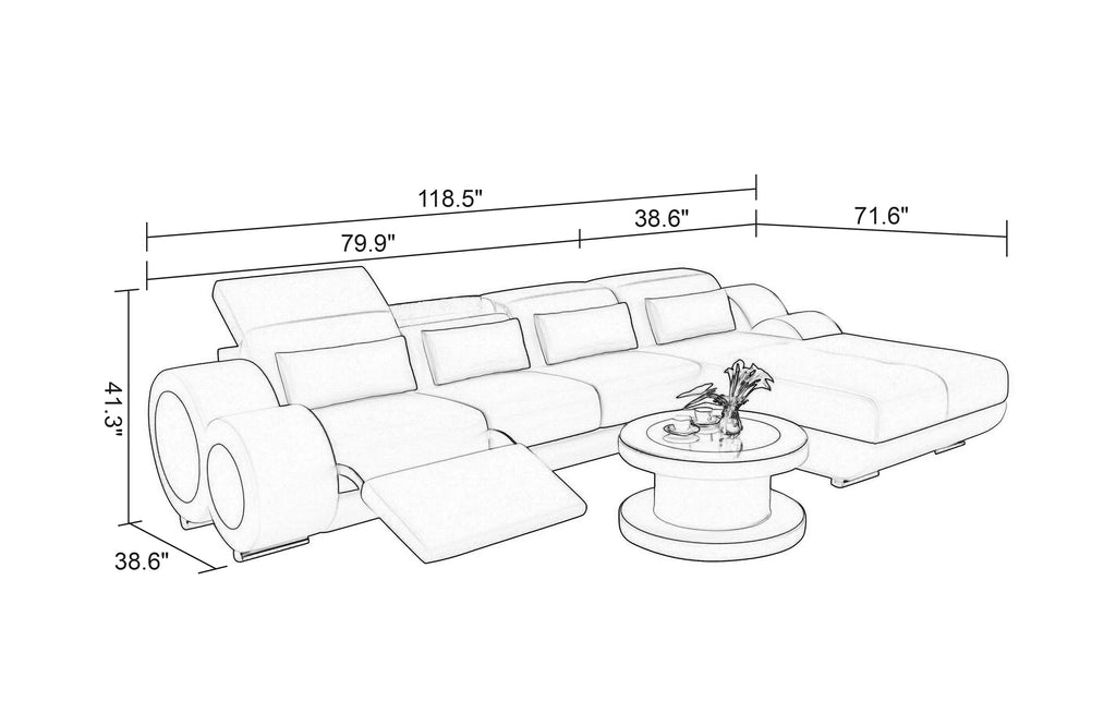 Aetius Mini Modern Leather Sectional with Footrest