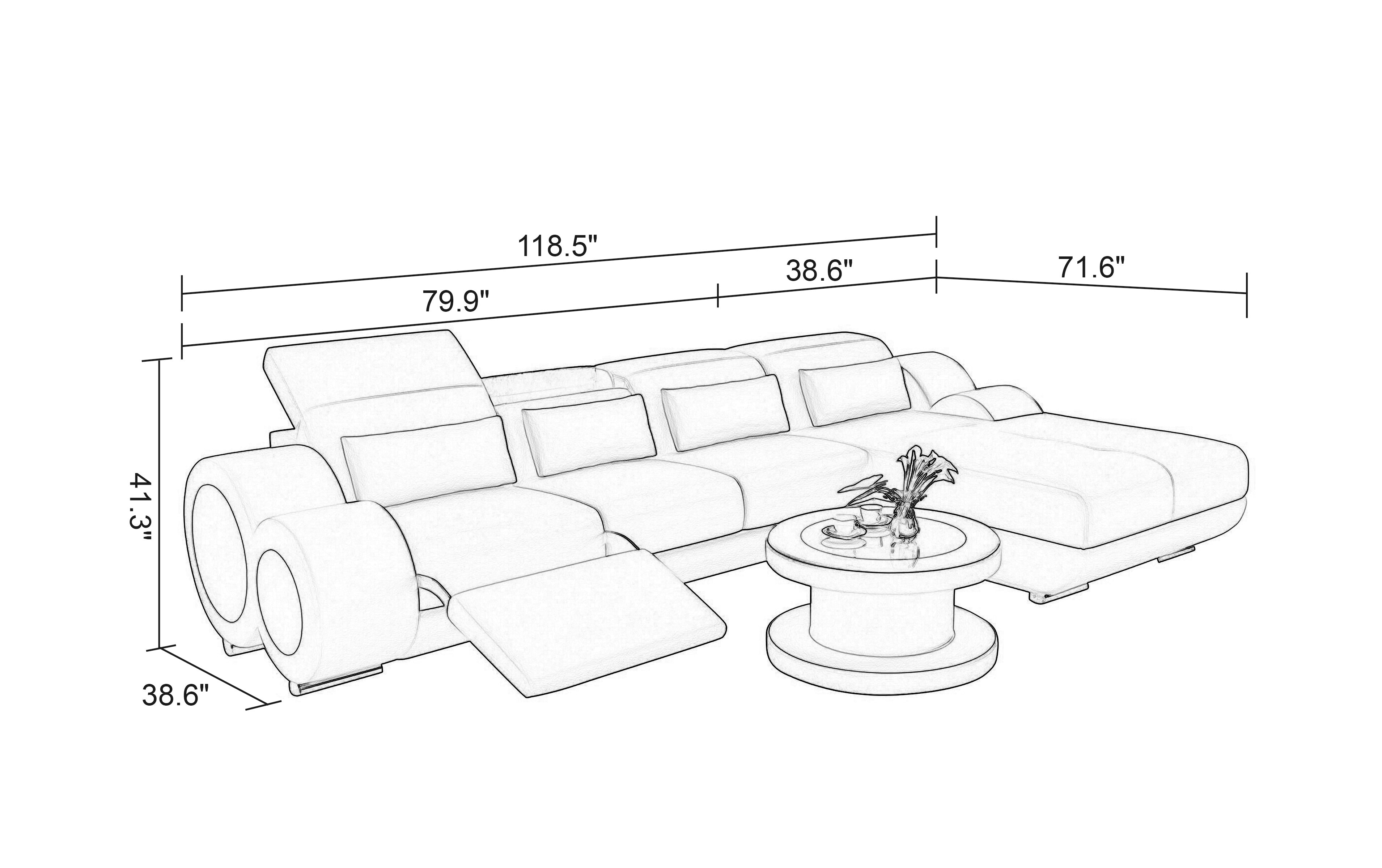 Aetius Mini Modern Leather Sectional with Footrest