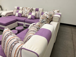 Selena Purple & White Modular Tufted Sectional