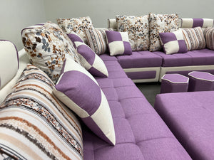 Selena Purple & White Modular Tufted Sectional