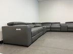 8pc Birt Leather Sectional Sofa With Recliners