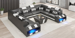 Cosmo XL U shape Modern Leather Sectional with Led Light