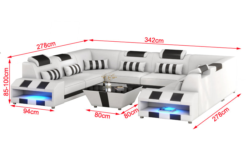 Cosmo XL U-Shape LED Sectional - Extra Large Party Couch for Big Spaces