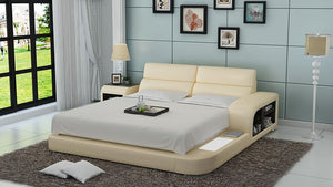 Beige Leather Bed