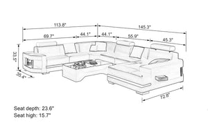 Leroy Modern U-Shape Leather Sectional