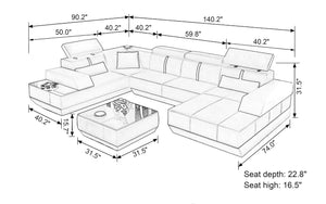 Mesa Modern U-Shape Leather Sectional