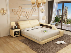 Beige Leather Bed