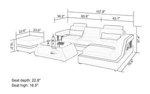 Emerson Mini Modern Leather Sectional with Chaise