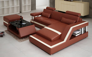 Emerson Mini Modern Leather Sectional with Chaise