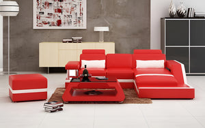 Emerson Mini Modern Leather Sectional with Chaise