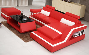 Emerson Mini Modern Leather Sectional with Chaise