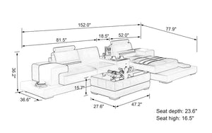 Halsey Mini Modern Leather Sectional with Console Table