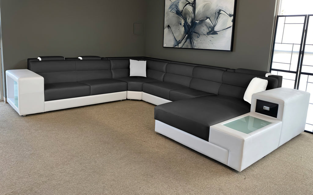 Martinelli Modern Large Leather Sectional With Storage