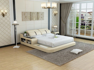 Beige Leather Bed