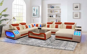 Omont Large Modern Leather Sectional with Console | Futuristic Furniture