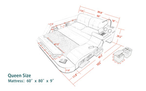 Hariana Tech Smart Ultimate Bed With LED Light | All In One Bed