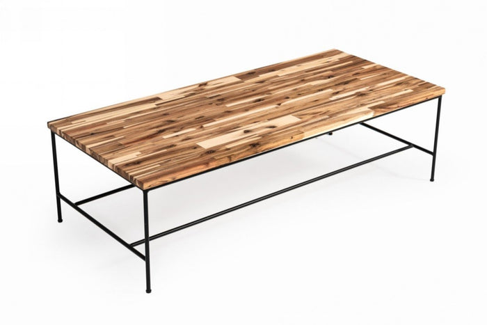 Bunmii Oak and Black Iron Coffee Table