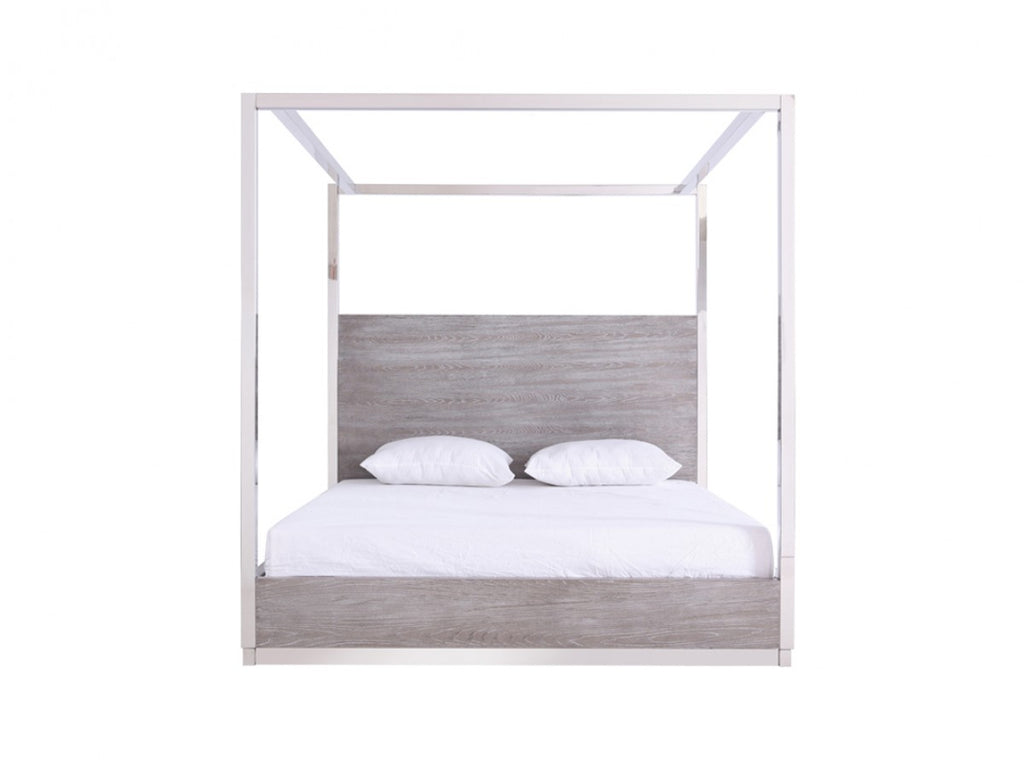 Adele Modern Grey & Stainless Steel Bedroom Set