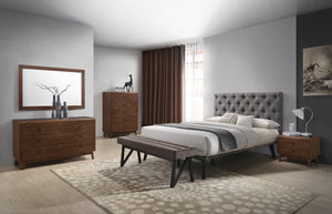 Garner Modern Grey & Walnut Bed