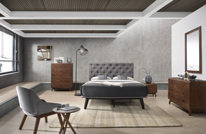 Garner Modern Grey & Walnut Bed
