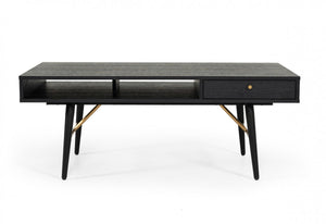 Chieti Modern Black Oak & Gold Coffee Table