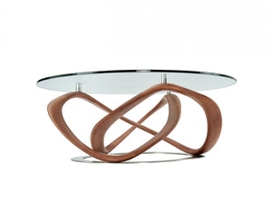 Caulonia - Modern Glass + Walnut Coffee Table