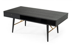 Chieti Modern Black Oak & Gold Coffee Table