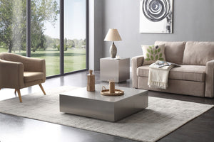 Antu Modern Brushed Stainless Steel Coffee Table